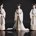 Ancient Chinese Costume Game Film Characters In Traditional Robes And Hairstyles