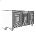 Modern Black And White TV Stand With Geometric Patterns And Decorative Panels 3d model