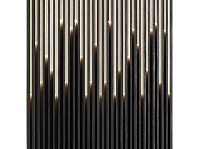 Modern Wall Decor With Vertical Black Strips And Illuminated Top Design Elements 3d model