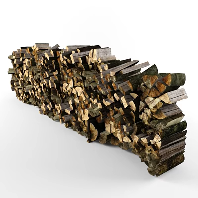 Natural Wood and Stone Logs Neatly Stacked for Rustic Home Decoration 3d model