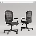 Modern Black Office Chairs With Mesh Back Armrests And Rolling Wheels 3d model