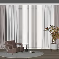 Single Sofa In Living Room With Light Curtains Round Rug And Wooden Floor