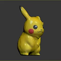 Yellow Pikachu Toy with Black Ear Tips Red Cheeks and Standing Pose 3d model