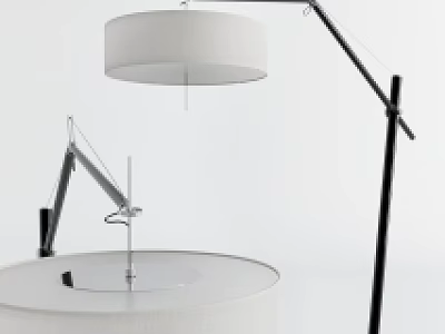 Modern Floor Lamp With Adjustable Arm Metal Structure Fabric Shade And Sleek Design 3d model