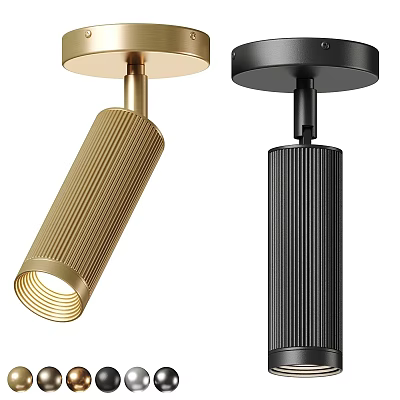 Modern Golden and Black Downlights Spotlights with Ribbed Texture for Interior Lighting 3d model