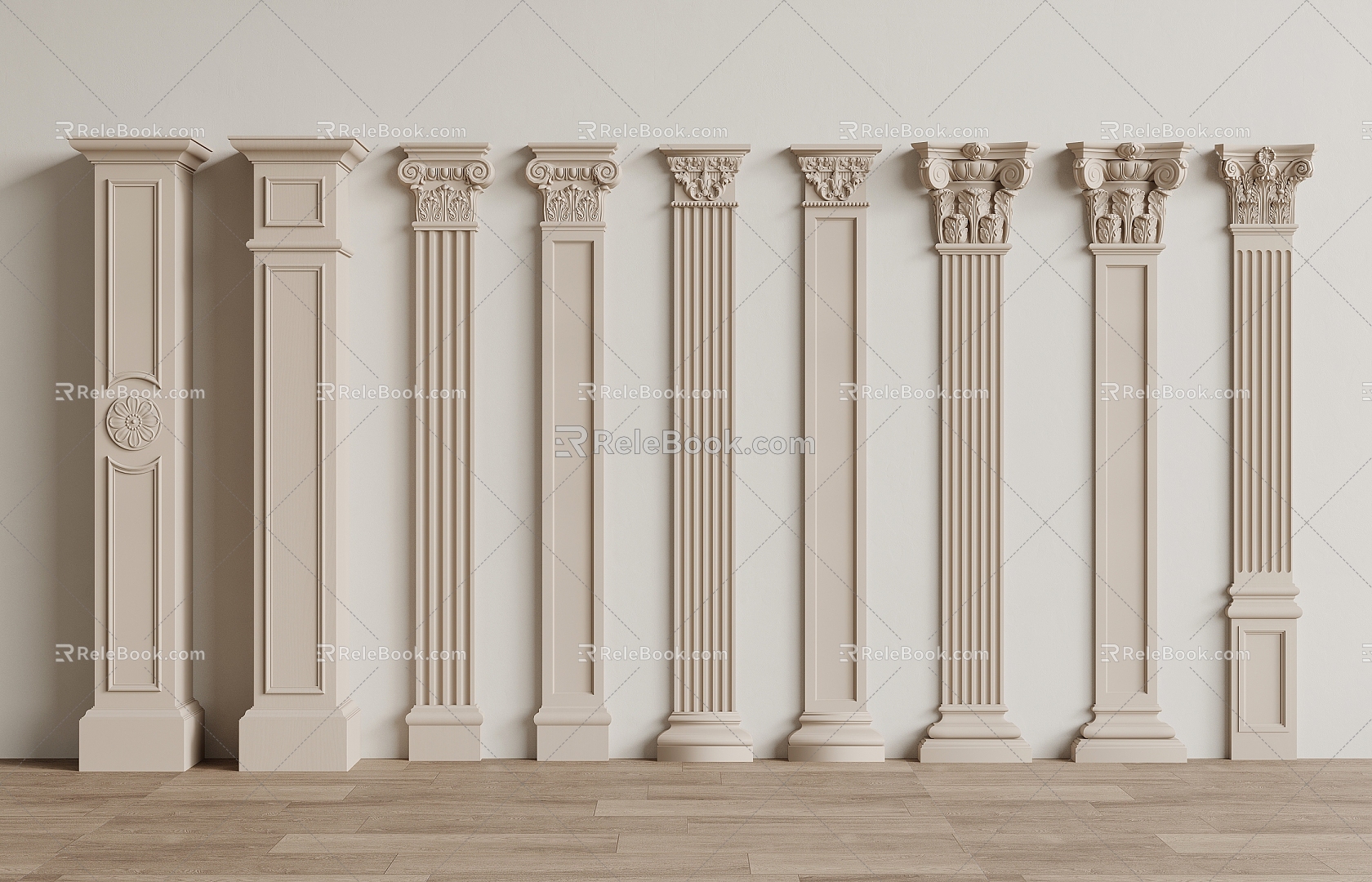 French Roman Column Square Column 3d model