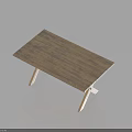 Simple Wooden Rectangular Dining Table With Minimalist Legs And Smooth Surface 3d model