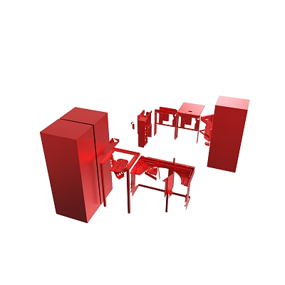 Red 3D Furniture Models Displayed In Minimalist White Background With Modern Design 3d model