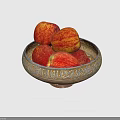 Fresh Red and Yellow Apples in a Decorative Patterned Bowl 3d model