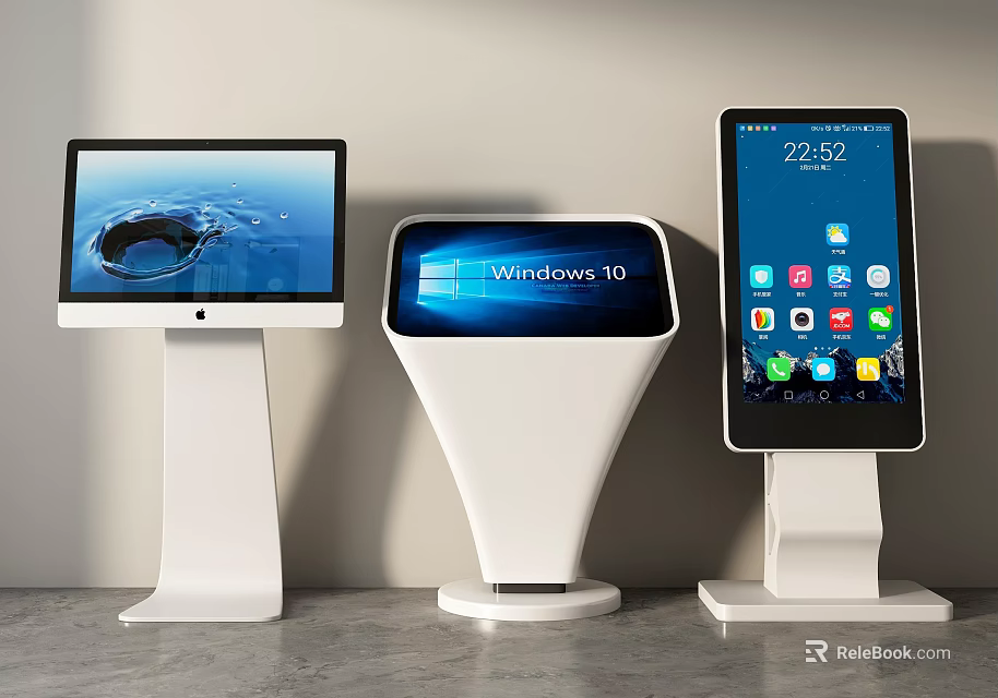 Public Facilities Interactive Kiosks With Touchscreen Displays And Information Services 3d model 