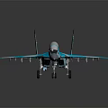 Blue Camouflage Fighter Jet Model With Detailed Structure And Reflective Display Surface
