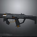 Futuristic SHREKTEK MK2 Weapon With Metallic Blue Orange Accents Tactical Grip Sight And Geometric Frame