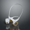Weapon Themed Tactical Gas Mask With White And Gold Filter Canisters And Adjustable Strap Design