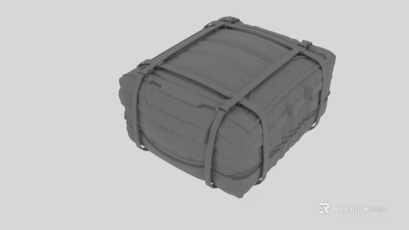 Gray Square Durable Outdoor Bag With Secure Tied Straps And Heavy Duty Material 3d model 