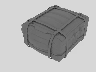Gray Square Durable Outdoor Bag With Secure Tied Straps And Heavy Duty Material 3d model