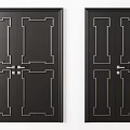 Black Swing Doors Featuring Golden Geometric Patterns For Modern Interior Design