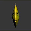 Bright Yellow Fish with Green Edged Tail and Eye Area on Grey Background with Reflection