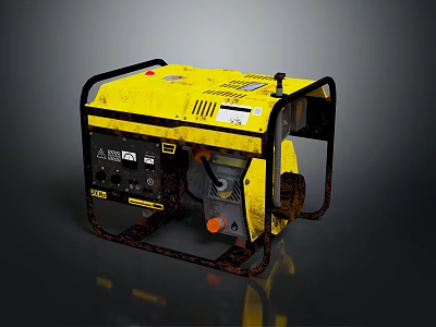 Yellow Portable Generator With Control Panel And Metal Handle For Industrial Use 3d model