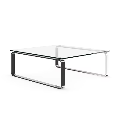 Modern Coffee Table With Glass Top And Sleek Metal Frame Design 3d model