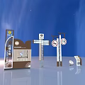 Different Types of Direction Road Signs With People In Blue Background Setting