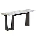 Modern Console Table With White Marble Top And Black Metal Legs 3d model