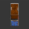 Vintage Rusty Truck With Orange Roof Blue Hood Pink Door And White Bed