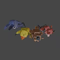 Animatronic Game Characters Including Blue Rabbit Yellow Chicken Brown Bear And Red Fox