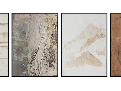 Modern Abstract Decorative Paintings With Textured Panels And Neutral Tones 3d model
