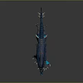 Fierce Blue Black Game Movie Monster Character With Braided Mane Sharp Claws And Glowing Parts