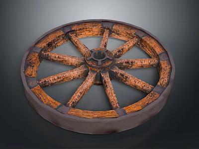 Vintage Wooden Car Wheel Featuring Rustic Spoke Design For Classic Automobiles 3d model