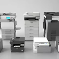 Diverse Modern Office Appliances Including Multifunctional Printers Copiers Scanners 3d model