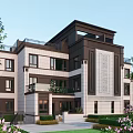 Modern Detached Villa Exterior Design With Multiple Floors Large Windows And Landscaped Garden