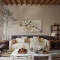Modern Living Room Interior Design With Comfortable Sofa Coffee Table And Decorative Plants