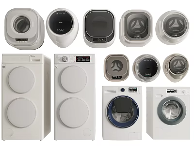 Collection Of Modern Washing Machines Featuring Compact And Front Load Design Models 3d model