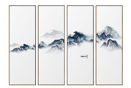 New Chinese Landscape Painting Landscape Decorative Painting Hanging Painting 3d model