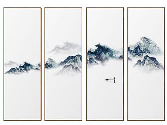 New Chinese Landscape Painting Landscape Decorative Painting Hanging Painting 3d model