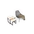 Dark Brown Woven Leisure Chair With Light Brown Blanket And Metal Legs