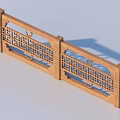 Wooden Railing With Intricate Carved Patterns Geometric And Circular Decorations Traditional Chinese Style Design