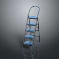 Blue Step Ladder With Metal Frame And Foldable Design For Home Use 3d model