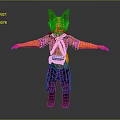 Game Movie Fox Character With Orange Face Brown Ears Red Shirt Green Pants Black Boots