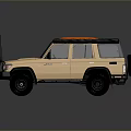 Beige Off Road Vehicle With Orange Roof Rack And Rugged Exterior Design
