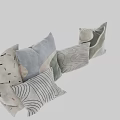 Minimalist Modern Throw Pillows With Striped Wavy Patterns And Neutral Tones 3d model