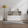 Modern Minimalist White Display Cabinet With Open Shelves And Drawers For Living Room Decor Storage