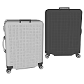 Two Stylish Luggage Silver And Dark Gray With Diamond Pattern And Rolling Wheels For Travel