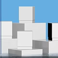 Modern Transparent Blue Striped Display Platform With White Base For Product Showcase