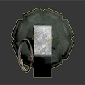 Green Military Hand Grenade With Textured Surface Metal Handle Pull Ring Yellow Red Stripe