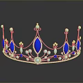 Elegant Silver Crown With Sparkling Blue Gemstones And Intricate Decorations