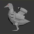 Silver Mechanical Bird Featuring Red Eyes And Multiple Barrels Design Structure 3d model
