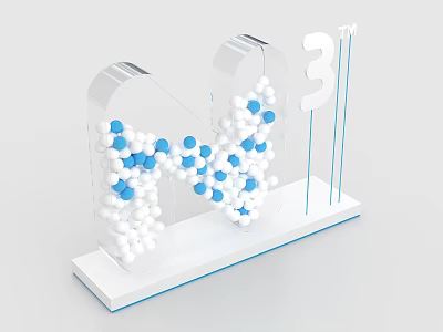 Photo Spot Transparent Letter M Number 31 With White Blue Balls White Base Blue Lines 3d model
