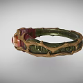 Mythical Fantasy Bracelet With Red Eye And Twisted Green Vine Decorative Design